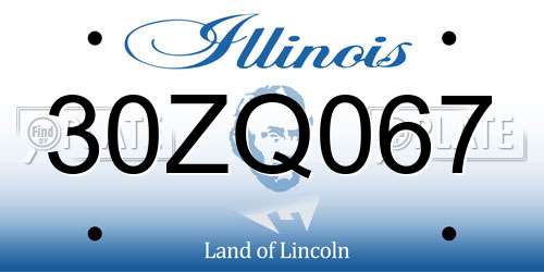 30ZQ067 Illinois License Plate