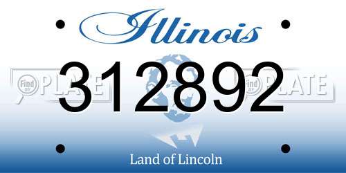312892 Illinois License Plate