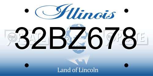 32BZ678 Illinois License Plate