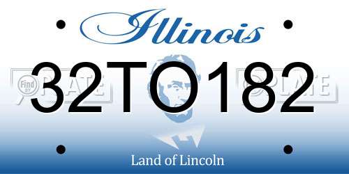 32TO182 Illinois License Plate