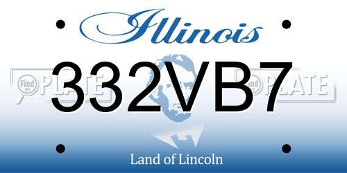 332VB7 Illinois License Plate