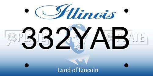 332YAB Illinois License Plate