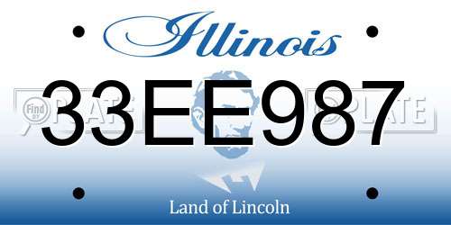 33EE987 Illinois License Plate