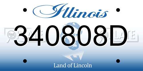 340808D Illinois License Plate