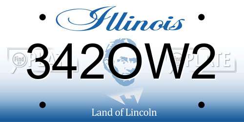 342OW2 Illinois License Plate
