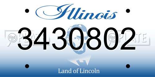 3430802 Illinois License Plate