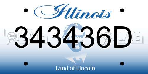 343436D Illinois License Plate
