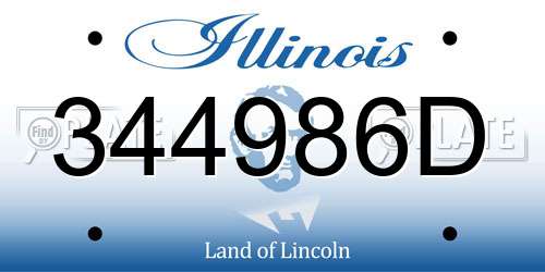 344986D Illinois License Plate