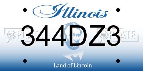344DZ3 Illinois License Plate