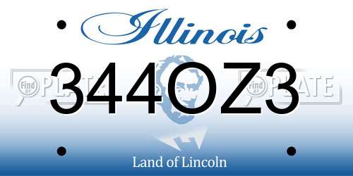 344OZ3 Illinois License Plate