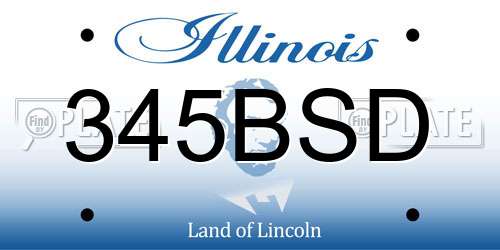 345BSD Illinois License Plate