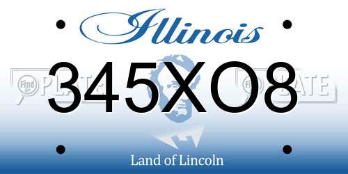 345XO8 Illinois License Plate
