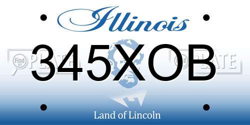 345XOB Illinois License Plate