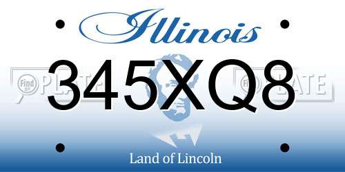 345XQ8 Illinois License Plate