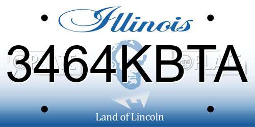 3464KBTA Illinois License Plate