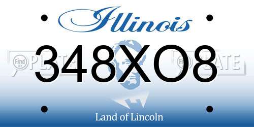 348XO8 Illinois License Plate