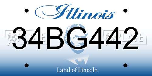 34BG442 Illinois License Plate
