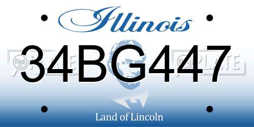 34BG447 Illinois License Plate