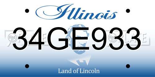 34GE933 Illinois License Plate