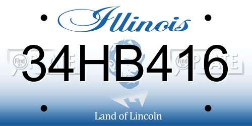 34HB416 Illinois License Plate