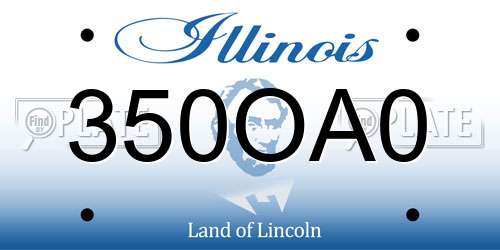 350OA0 Illinois License Plate