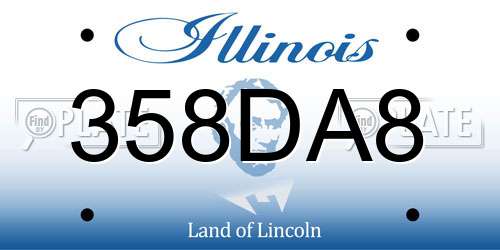 358DA8 Illinois License Plate