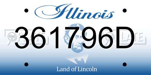 361796D Illinois License Plate
