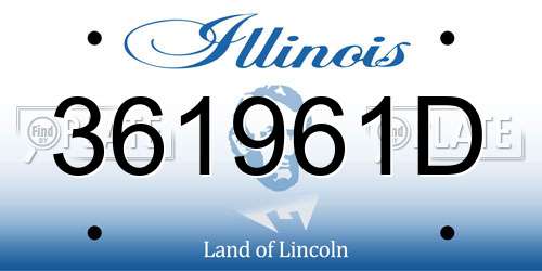361961D Illinois License Plate