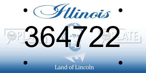 364722 Illinois License Plate