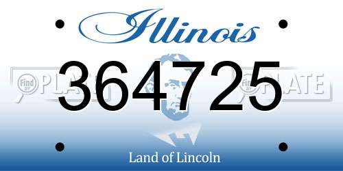 364725 Illinois License Plate