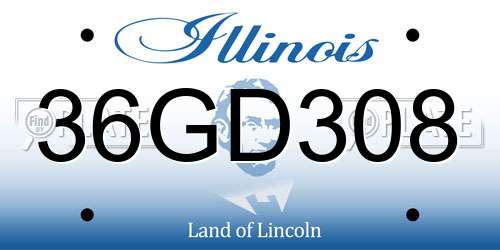 36GD308 Illinois License Plate