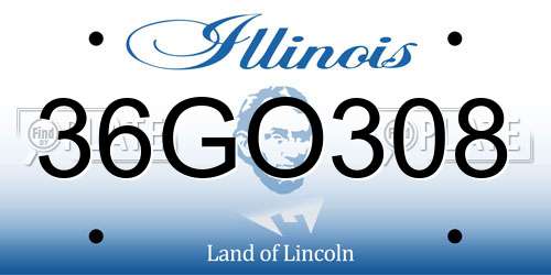 36GO308 Illinois License Plate