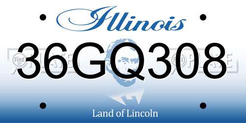 36GQ308 Illinois License Plate