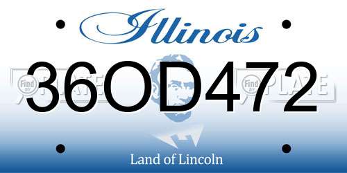 36OD472 Illinois License Plate