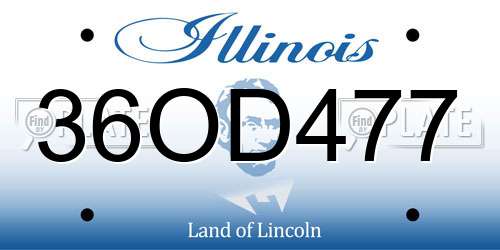 36OD477 Illinois License Plate