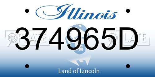 374965D Illinois License Plate