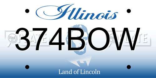 374BOW Illinois License Plate