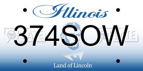 374SOW Illinois License Plate