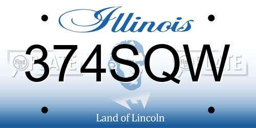 374SQW Illinois License Plate