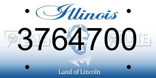 3764700 Illinois License Plate