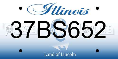 37BS652 Illinois License Plate