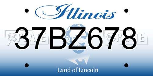 37BZ678 Illinois License Plate