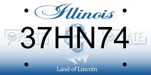37HN74 Illinois License Plate
