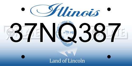 37NQ387 Illinois License Plate