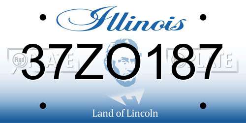 37ZO187 Illinois License Plate