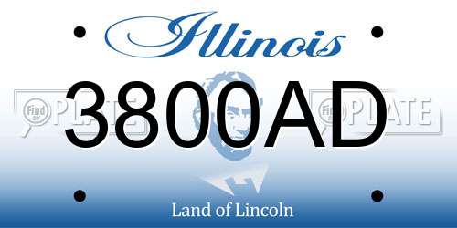 3800AD Illinois License Plate