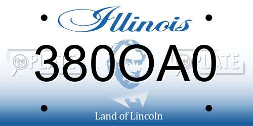 380OA0 Illinois License Plate