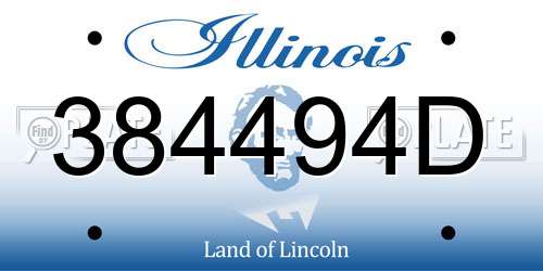 384494D Illinois License Plate