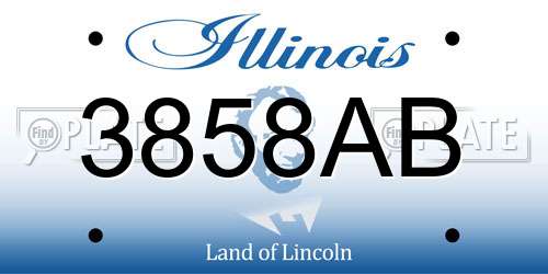 3858AB Illinois License Plate