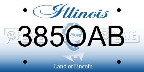 385OAB Illinois License Plate